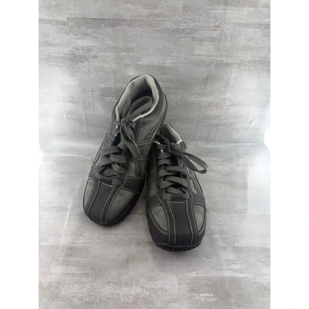 Skechers 64455 Men Charcoal Gray Leather Memory Foam Casual Sneakers Size 7.5